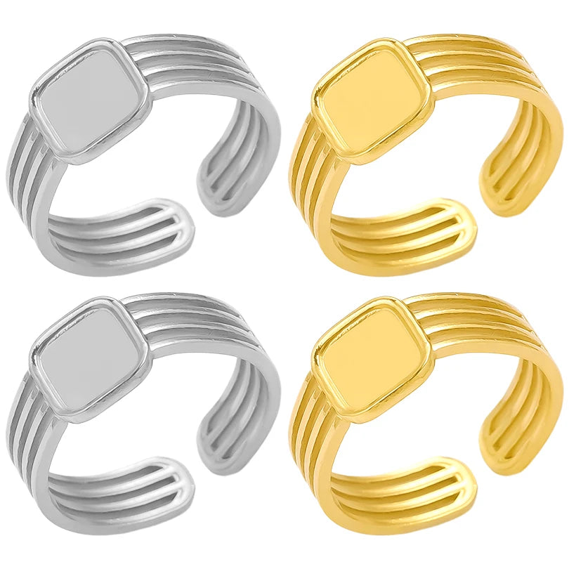 6pcs/lot Stainless Steel DIY Setting Rings Multi-layer Adjustable Open Rings Bases Jewelry Women Girls Anniversary Party Gifts