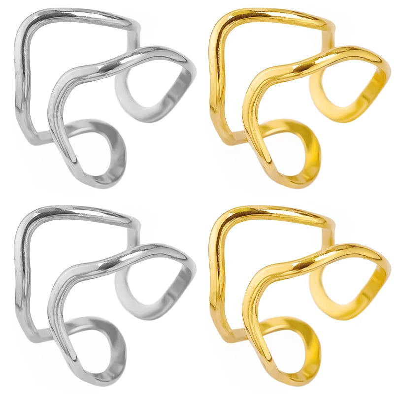 6pcs/lot Stainless Steel DIY Setting Rings Multi-layer Adjustable Open Rings Bases Jewelry Women Girls Anniversary Party Gifts