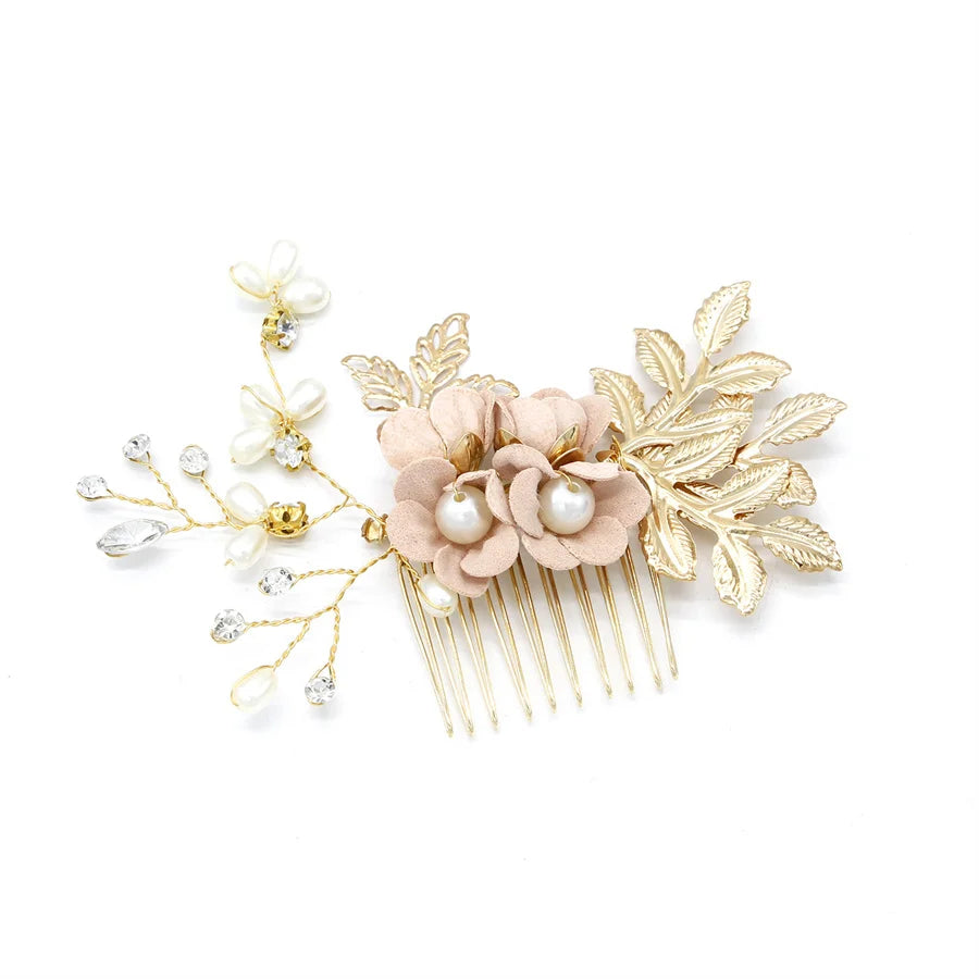 New pearl Crystal Rhinestone Hair Combs Rose Gold Silver Color Headpiece For Bride Women Wedding Hair Accessories Head Jewelry