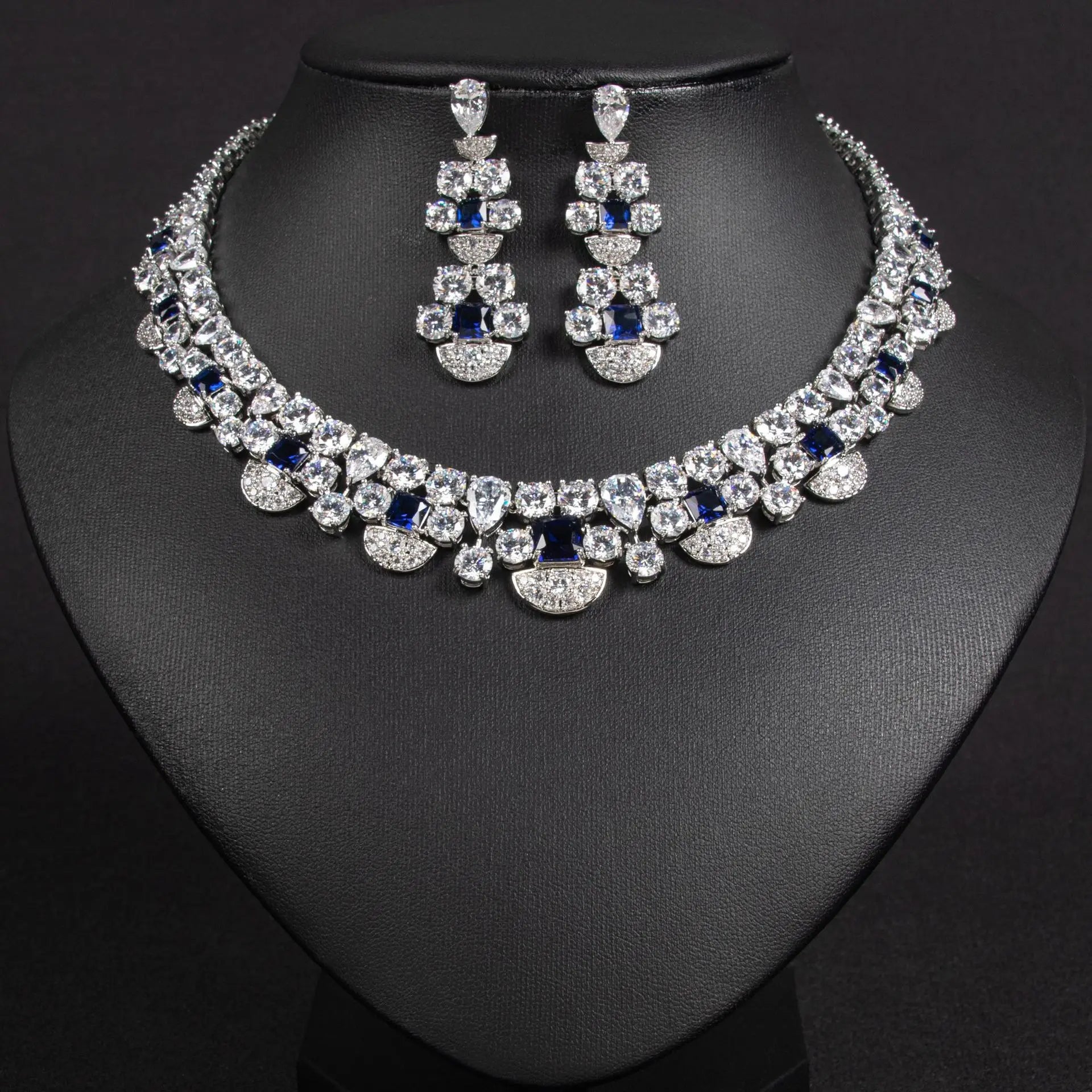 Luxury Bridal Jewelry Set For Wedding Cubic Zirconia Saudi Dubai Indian Bride Necklace And Earring Sets For Women Prom Jewellery💋