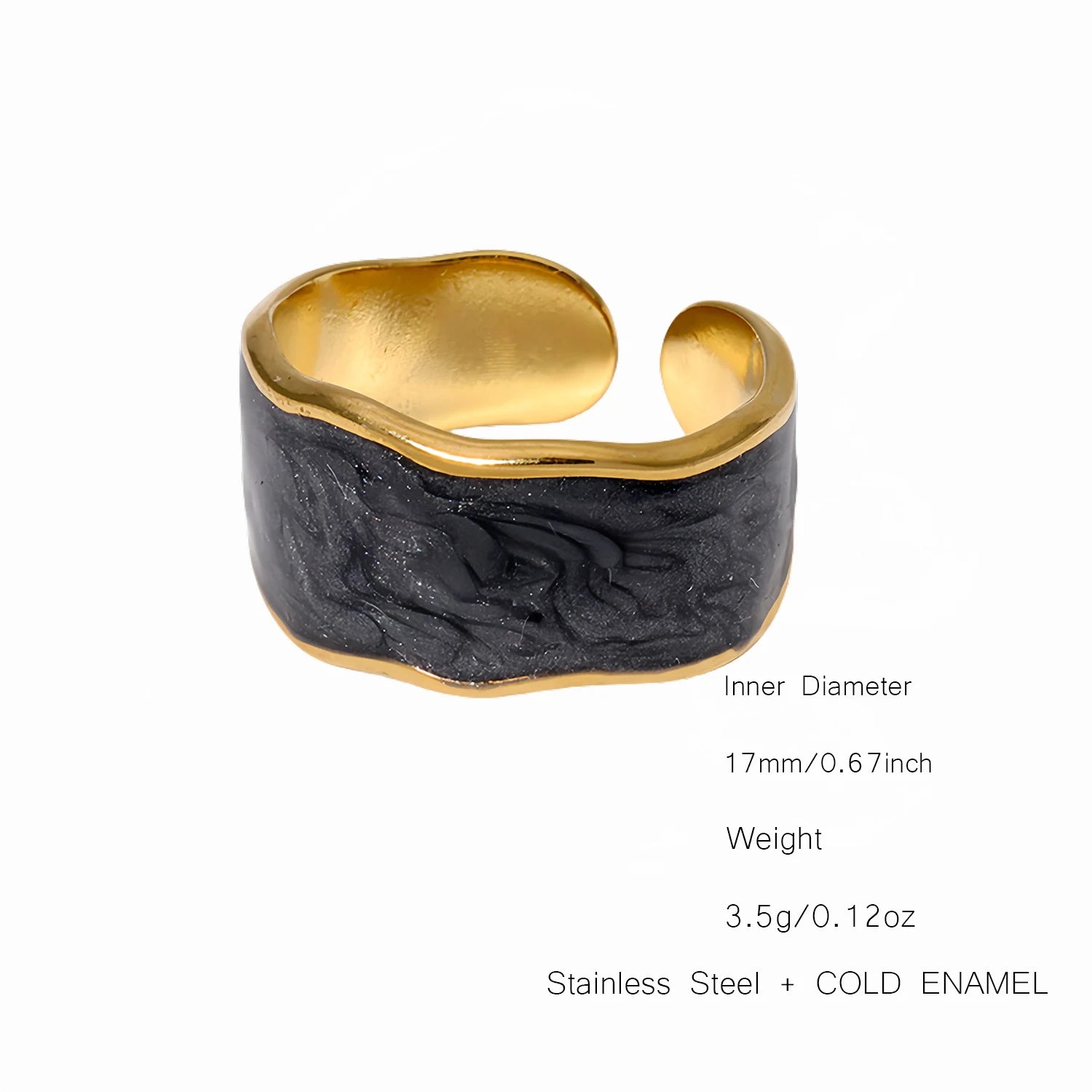 UHBINYCA Simple Black and White Cold Enamel Ring, Stainless Steel Ring with Adjustable Opening|Lurea accessories ♥️