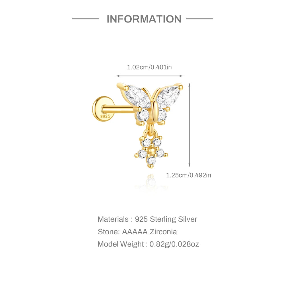 CANNER 1PC 925 Sterling Silver Tassel Chain Eight Pointed Stars Moon Earrings For Women Ins Horse Eye Geometric Zircon Earring♥️