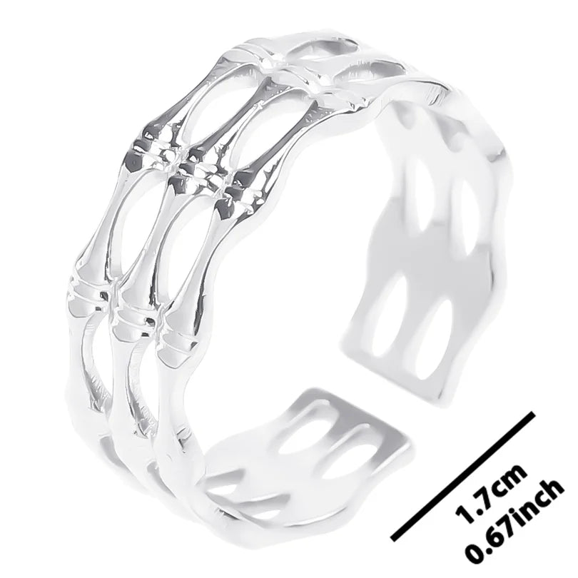 6pcs Stylish High Quality Stainless Steel Rings Love Hollow Geometric Stars Shaped Knuckle Rings Women Jewelry Accessory Gifts| Lurea accessories ✨️ 😍