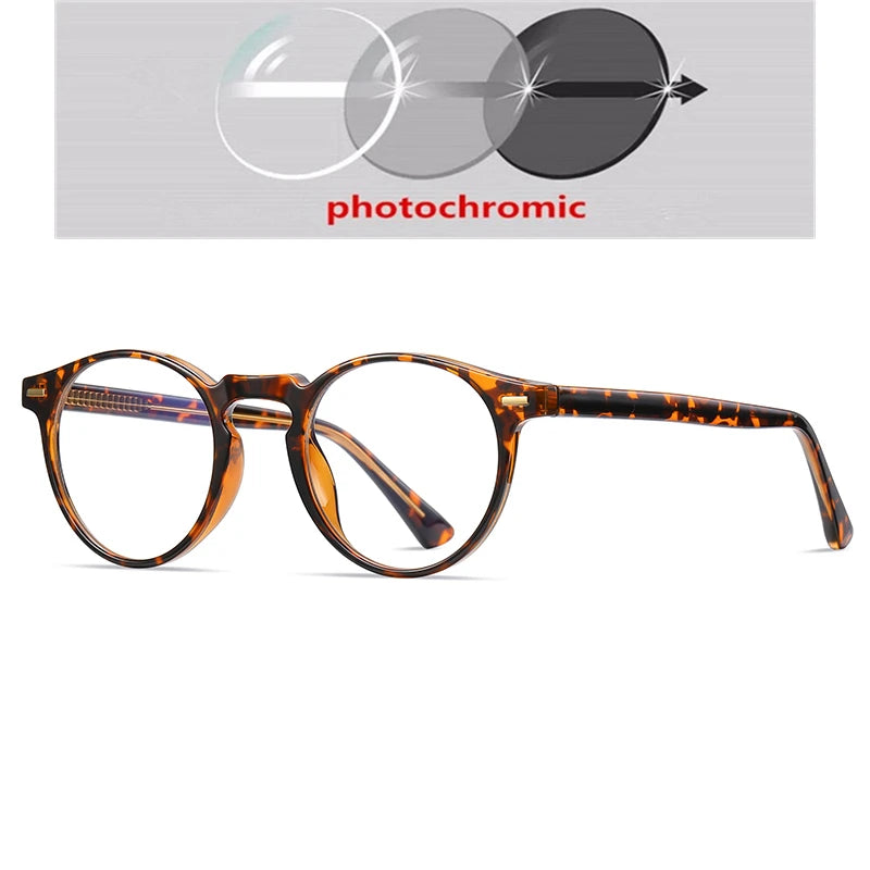 Anti Blue Rays Round Prescription Glasses For The Nearsighted Leopard Frame Student Prescription Spectacles 0 -0.5 -0.75 To -6.0☺️🌸