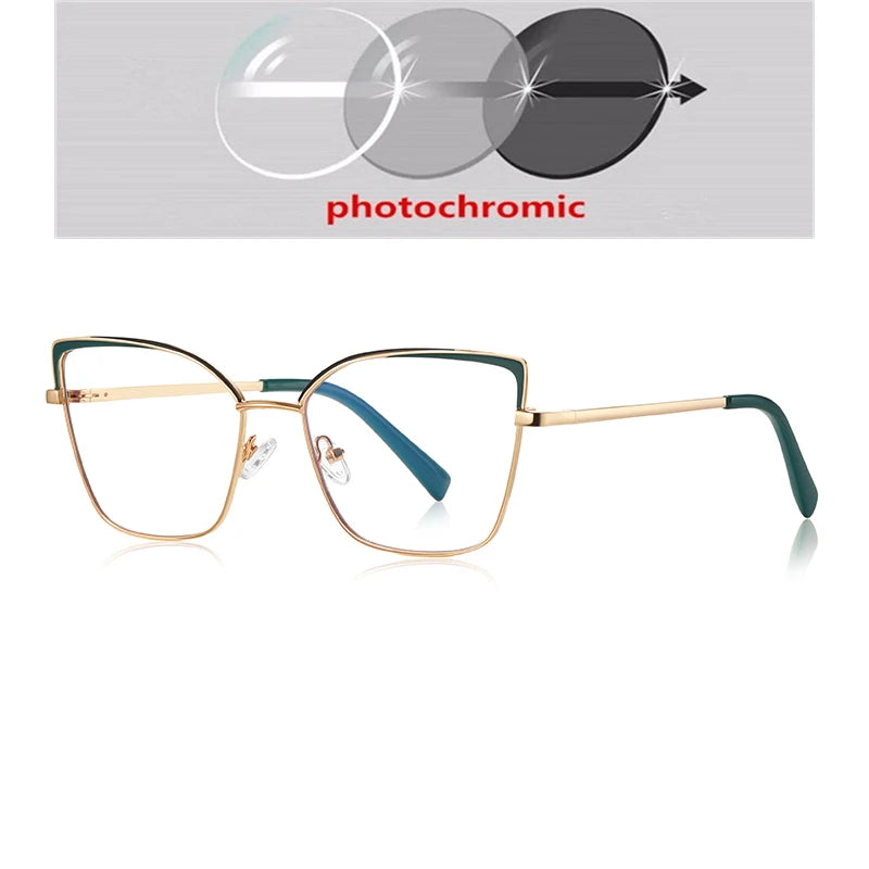 0 -0.5 -0.75 To -6.0 Pink Gold Frame Cat Eye Minus Myopia Glasses Women 1.56 Aspheric Anti Blue Light Prescription Spectacles❤️