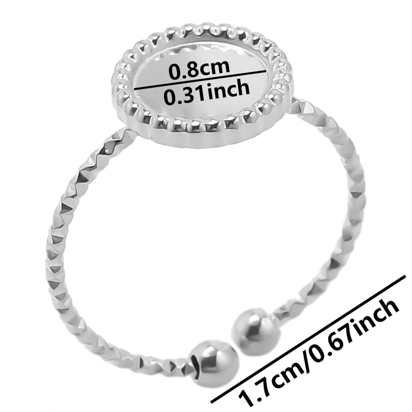 7pcs  Blank Base High Quality Stainless Steel Silver Color Ring Oval Peach Heart Quadrilateral Opening Adjustable Rings Femmes💕| Lurea accessories