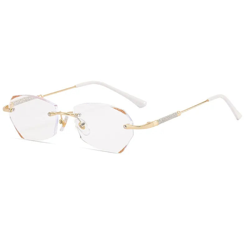 Diamond Trimmed Rimless Reading Glasses Women High Quality Fashion Light Luxury Anti-blue light Presbyopic Lady Eyeglasses♥️