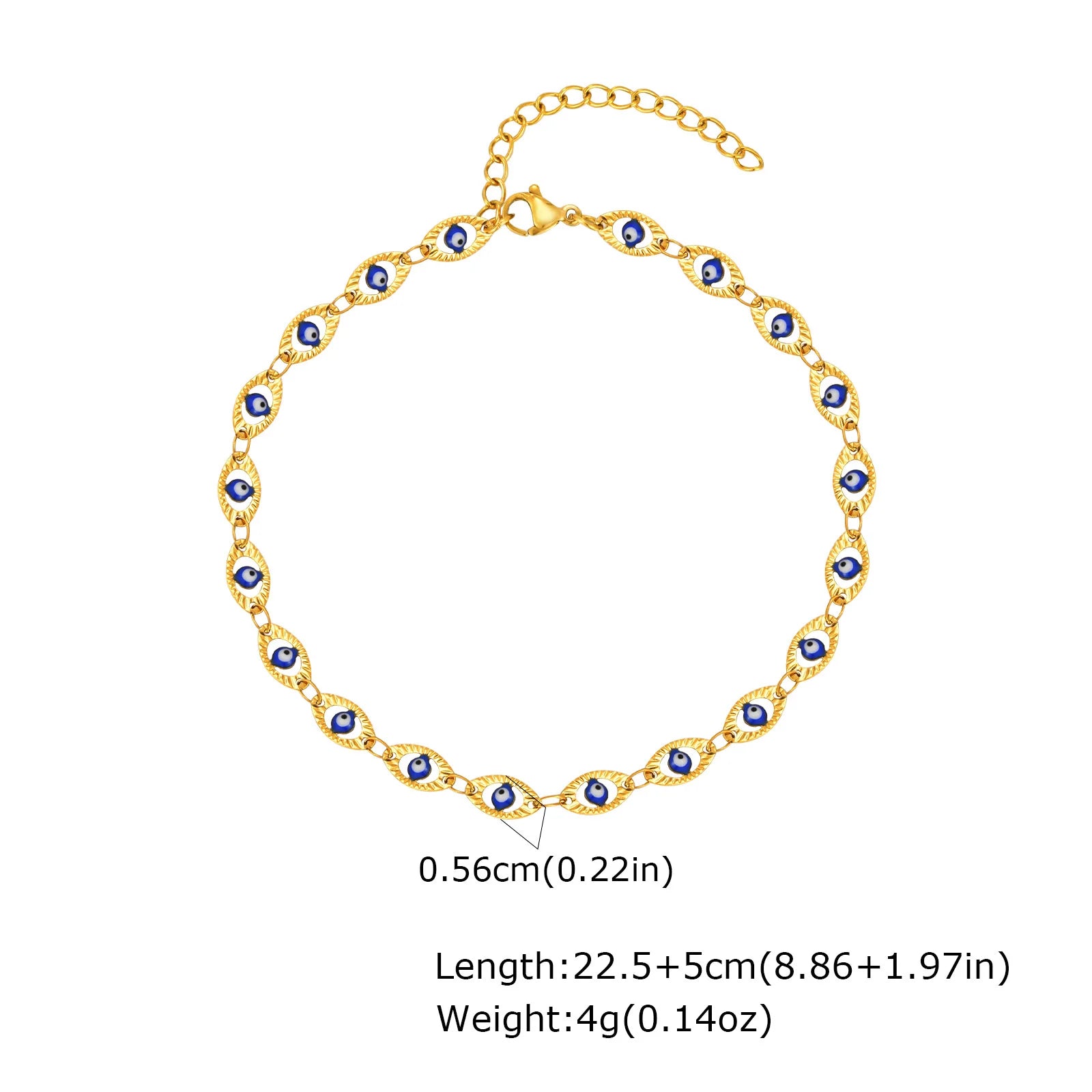 Evil Eye Anklet Bracelet for Women, 18K Gold Plated Stainless Steel, Adjustable Waterproof Evil Eye Jewelry💘