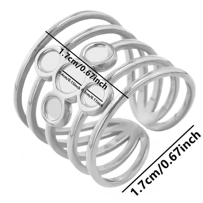 6pcs/lot Stainless Steel DIY Setting Rings Multi-layer Adjustable Open Rings Bases Jewelry Women Girls Anniversary Party Gifts