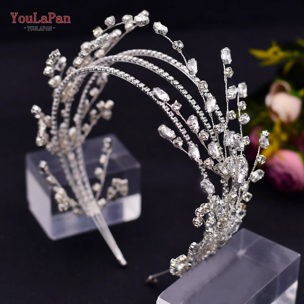 YouLaPan Luxury Rhinestone Bride Headband Woman Headpiece Wedding Hair Accessories Pageant Headdresse Wedding Tiara HP425💜