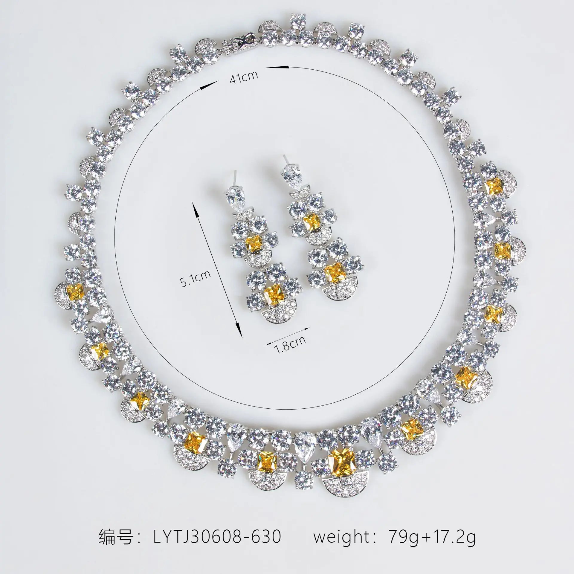 Luxury Bridal Jewelry Set For Wedding Cubic Zirconia Saudi Dubai Indian Bride Necklace And Earring Sets For Women Prom Jewellery💋