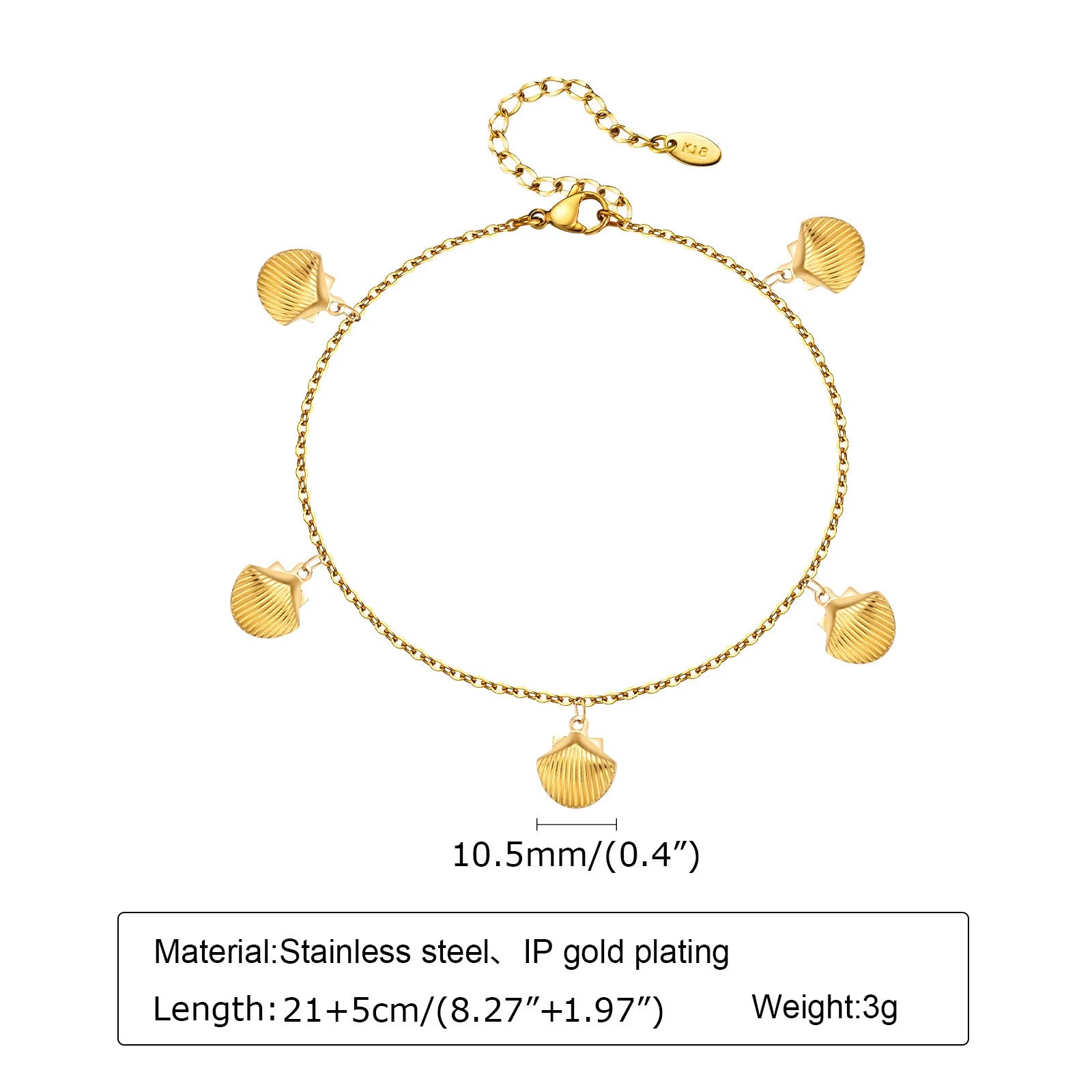 Stainless Steel Anklets Bracelet for Women, Flower Heart Seashell Charms Layered Anklets, Waterproof Gold Plated Anklet❤️