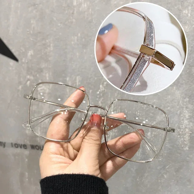 Luxury Anti Blue Light Glasses for Men Women Rhinestone Studded Oversized Square Eyeglasses Goggles Eyewear Glitter Frame♥️