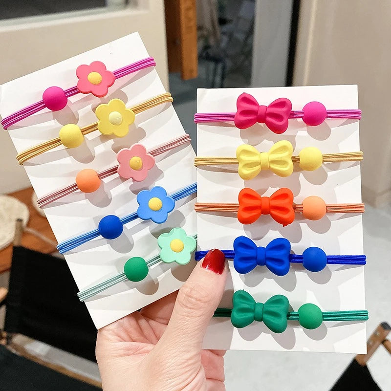 10pcs Girls Women Scrunchies Hair Tie Elastic Rubber Hairband Colorful Kids Hair Accessory Rope Ring Gum Rims Headwear