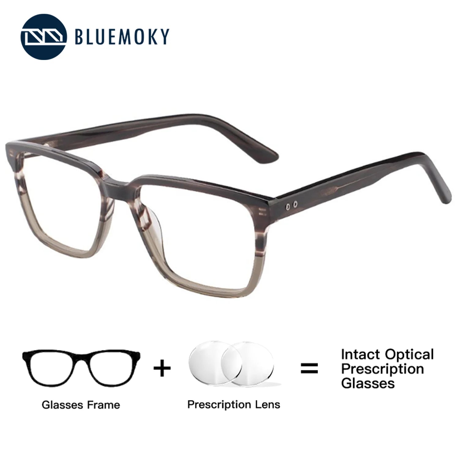 BLUEMOKY Fashion Acetate Square Prescription Glasses Anti Blue Ray Photochromic Eyewear Progressive Eyeglasses for Unisex♥️