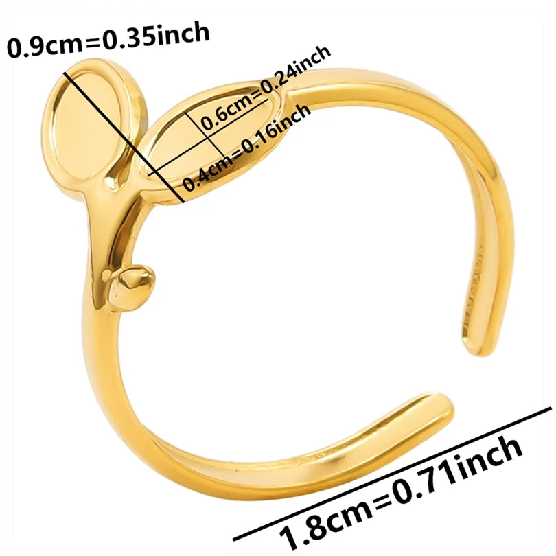 Chic 6pcs/lot Real Gold Color Wide Multi-layer Stainless Steel Ring Love Leaf Rainbow Rings Bulk Sale Women Jewelry Charms Gifts|with LUREA💛