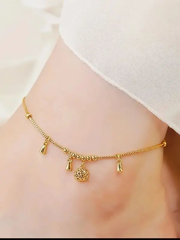 Jewelry Anklet Fashion Golden Women's Anklet Foot Chain Jewelry adjustable waterproof Trendy2025 Beauty Luck