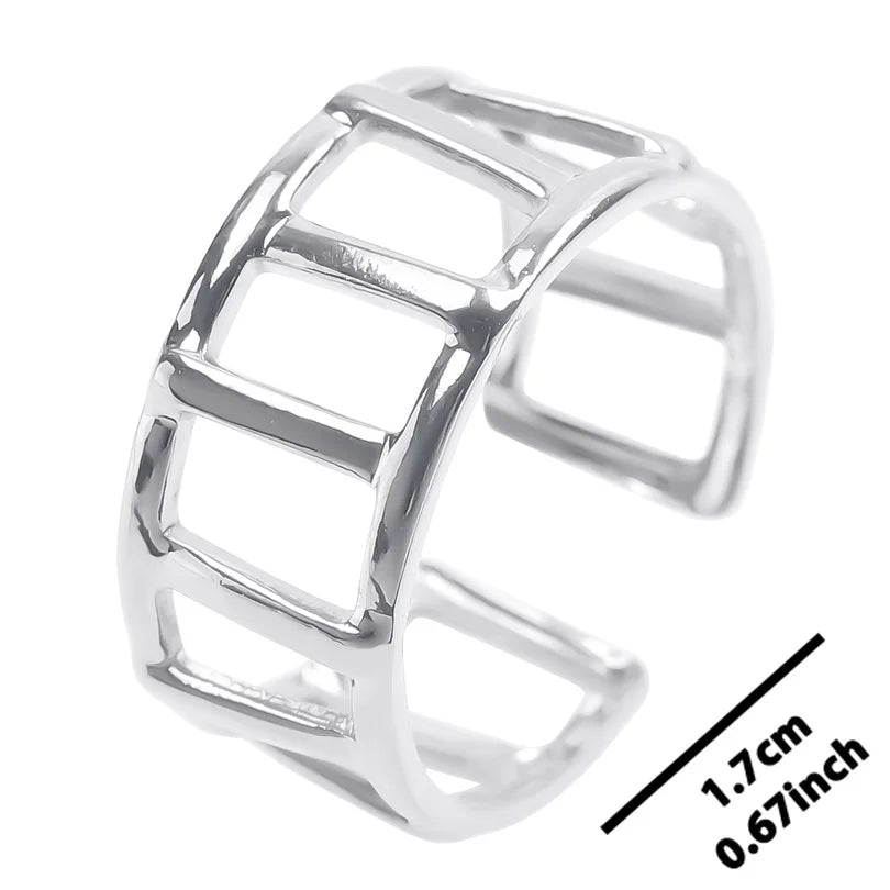6pcs Stylish High Quality Stainless Steel Rings Love Hollow Geometric Stars Shaped Knuckle Rings Women Jewelry Accessory Gifts| Lurea accessories ✨️ 😍