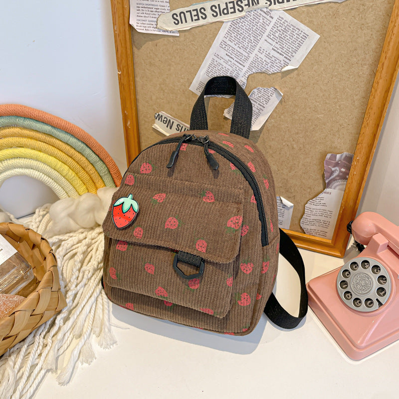Retro Corduroy Backpack Women's Cute Outing