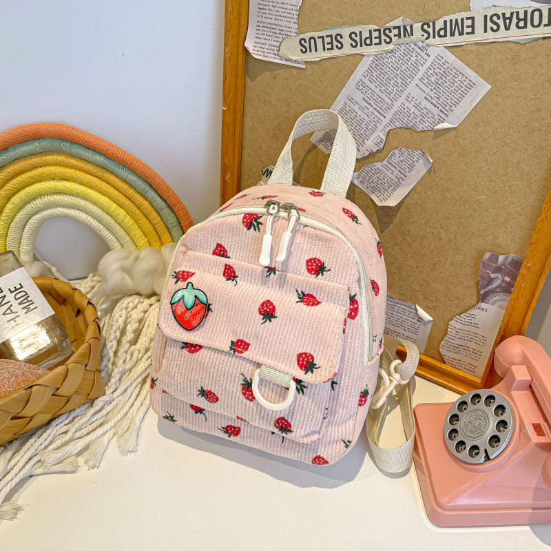 Retro Corduroy Backpack Women's Cute Outing